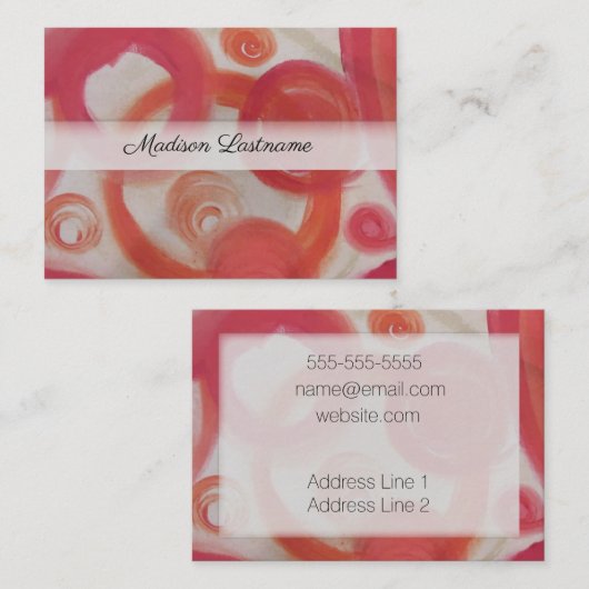 ピンクおよびオレンジの抽象芸術 名刺 (正面/裏面)
