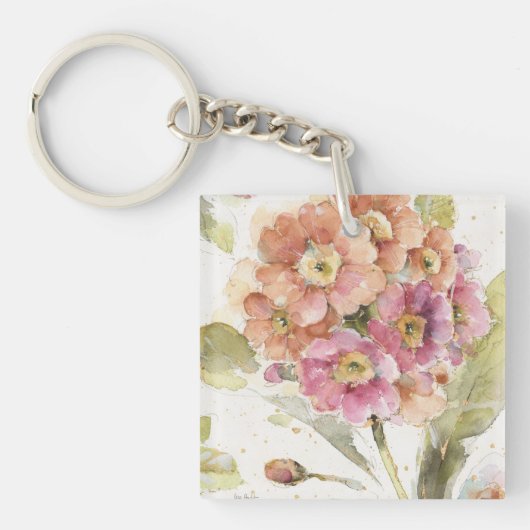 ピンクおよびオレンジサクラソウ キーホルダー (正面)