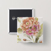 ピンクおよびオレンジサクラソウ 缶バッジ (正面&裏面)