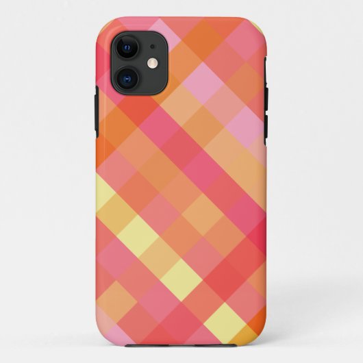 ピンクおよびオレンジ格子縞 Case-Mate iPhoneケース (裏面)