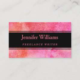 ピンクおよびオレンジ水彩画の名刺 名刺