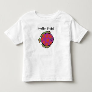 ピンクおよびオレンジ水玉模様の魚 トドラーTシャツ