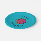 ピンクおよびオレンジ水玉模様の魚 ペーパープレート (アングル)