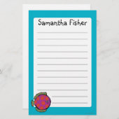 ピンクおよびオレンジ水玉模様の魚 便箋 (正面/裏面)