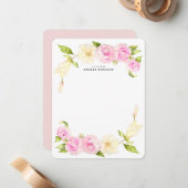 ピンクおよびクリーム色の花のリース ノートカード (正面/裏面インサイチュ)