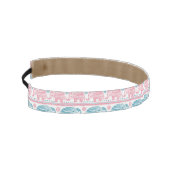 ピンクおよびティール（緑がかった色）民族象パターン アスレチックヘッドバンド (左)