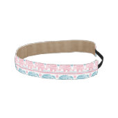 ピンクおよびティール（緑がかった色）民族象パターン アスレチックヘッドバンド (右)