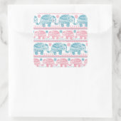 ピンクおよびティール(緑がかった色)民族象パターン スクエアシール (バッグ)