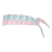 ピンクおよびティール（緑がかった色）民族象パターン タイヘッドバンド (回転90)