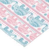 ピンクおよびティール（緑がかった色）民族象パターン テーブルクロス (アングル)