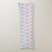 ピンクおよびティール（緑がかった色）民族象パターン ボディピロー (正面縦)