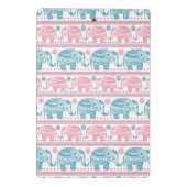 ピンクおよびティール（緑がかった色）民族象パターン ミニクリップボード (裏面)