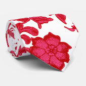 ピンクおよびバーガンディのハワイ州人の花柄 ネクタイ (ロール)