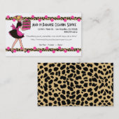 ピンクおよびヒョウのプリントのクリーニングサービスデザイン 名刺 (正面/裏面)