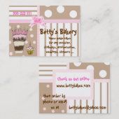 ピンクおよびブラウンのかわいいベーカリーの名刺 名刺 (正面/裏面)