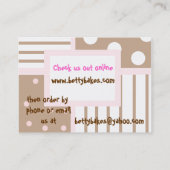 ピンクおよびブラウンのかわいいベーカリーの名刺 名刺 (裏面)