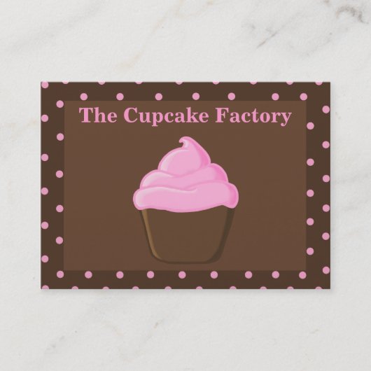 ピンクおよびブラウンのカップケーキの"ぽっちゃりした"名刺 名刺 (正面)
