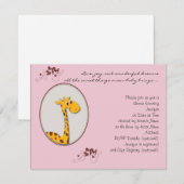 ピンクおよびブラウンのキリンのベビーシャワーの招待状 招待状 (正面/裏面)