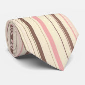 ピンクおよびブラウンのストライプなパターン ネクタイ (ロール)