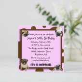 ピンクおよびブラウンのパグの招待状 招待状 (スタンド正面)