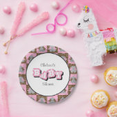 ピンクおよびブラウンのベビー象は|個人化なります ペーパープレート (パーティー)