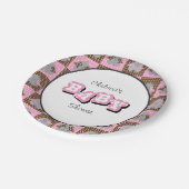 ピンクおよびブラウンのベビー象は|個人化なります ペーパープレート (アングル)