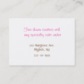 ピンクおよびブラウンのベーカリーの名刺 名刺 (裏面)