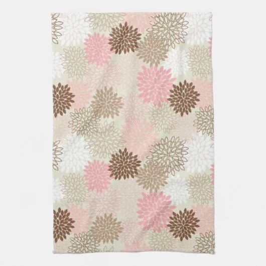 ピンクおよびブラウンのミイラパターン キッチンタオル (縦)