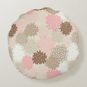 ピンクおよびブラウンのミイラパターン ラウンドクッション (裏面)