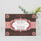 ピンクおよびブラウンの女性の昼食会のカスタムの招待状 招待状 (スタンド正面)