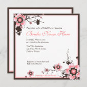 ピンクおよびブラウンの桜のシャワーの招待状 招待状 (正面/裏面)