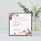 ピンクおよびブラウンの桜のシャワーの招待状 招待状 (スタンド正面)