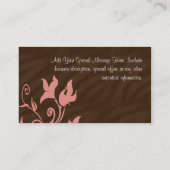 ピンクおよびブラウンの渦巻のメーキャップアーティストかサロン 名刺 (裏面)