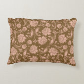 ピンクおよびブラウンの花柄パターン アクセントクッション (裏面)