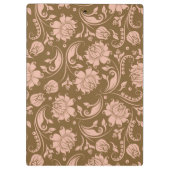 ピンクおよびブラウンの花柄パターン クリップボード (裏面)