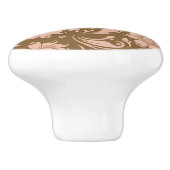 ピンクおよびブラウンの花柄パターン セラミックノブ (側面)