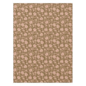 ピンクおよびブラウンの花柄パターン テーブルクロス (正面)