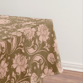 ピンクおよびブラウンの花柄パターン テーブルクロス (インサイチュ)