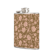 ピンクおよびブラウンの花柄パターン フラスク (左)