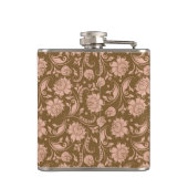 ピンクおよびブラウンの花柄パターン フラスク (裏面)