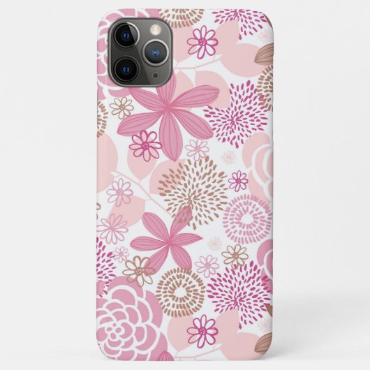 ピンクおよびブラウンの花柄パターン Case-Mate iPhoneケース (裏面)
