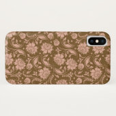 ピンクおよびブラウンの花柄パターン Case-Mate iPhoneケース (裏面(横))