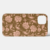 ピンクおよびブラウンの花柄パターン Case-Mate iPhoneケース (裏面 (横))