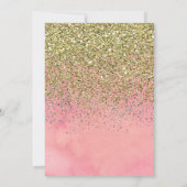 ピンクおよびモモのグリッターはベビーシャワーの招待を振りかけます 招待状 (裏面)