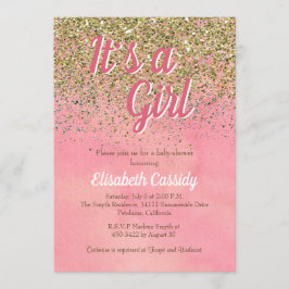 ピンクおよびモモのグリッターはベビーシャワーの招待を振りかけます 招待状