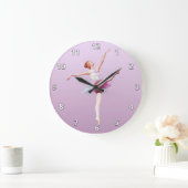 ピンクおよびラベンダーのバレリーナ ラージ壁時計 (ホーム)