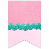 ピンクおよび水及びティール（緑がかった色）の誕生日の旗の旗 バンティングフラッグ (第2の旗)