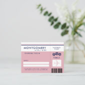 ピンクおよび海軍ハイビスカスの搭乗券の座席カード プレイスカード (スタンド正面)