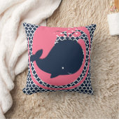 ピンクおよび海軍装飾用クッションの海軍クジラ クッション (ブランケット)