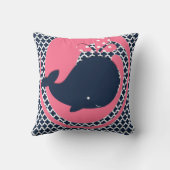 ピンクおよび海軍装飾用クッションの海軍クジラ クッション (裏面)